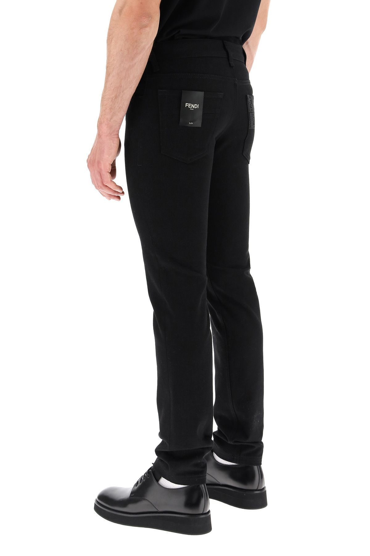 Fendi FENDI black 5 pocket Jour FF logo slim fit jeans - Size 31 Size US 31 - 4 Thumbnail