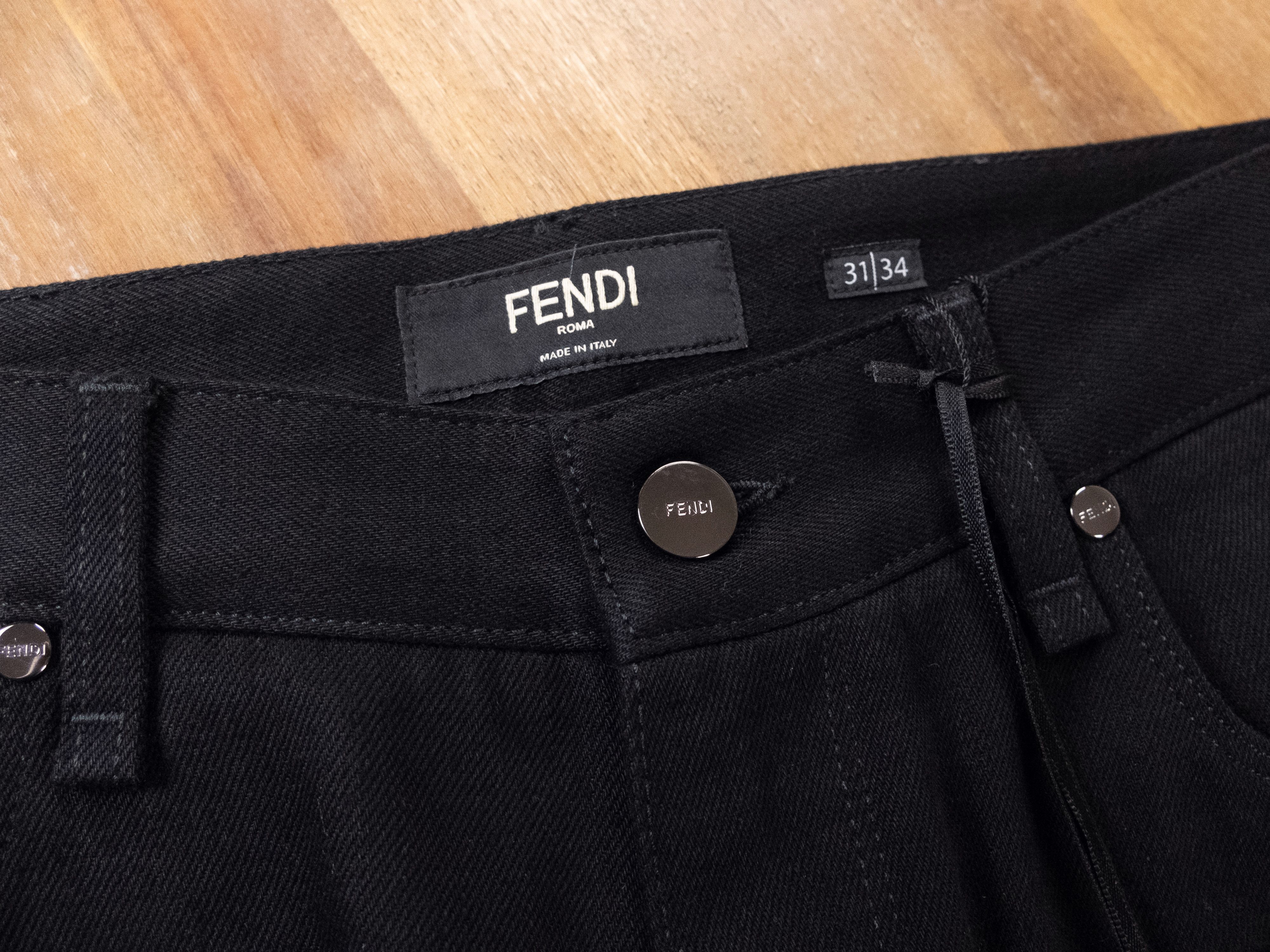 Fendi FENDI black 5 pocket Jour FF logo slim fit jeans - Size 31 Size US 31 - 8 Thumbnail