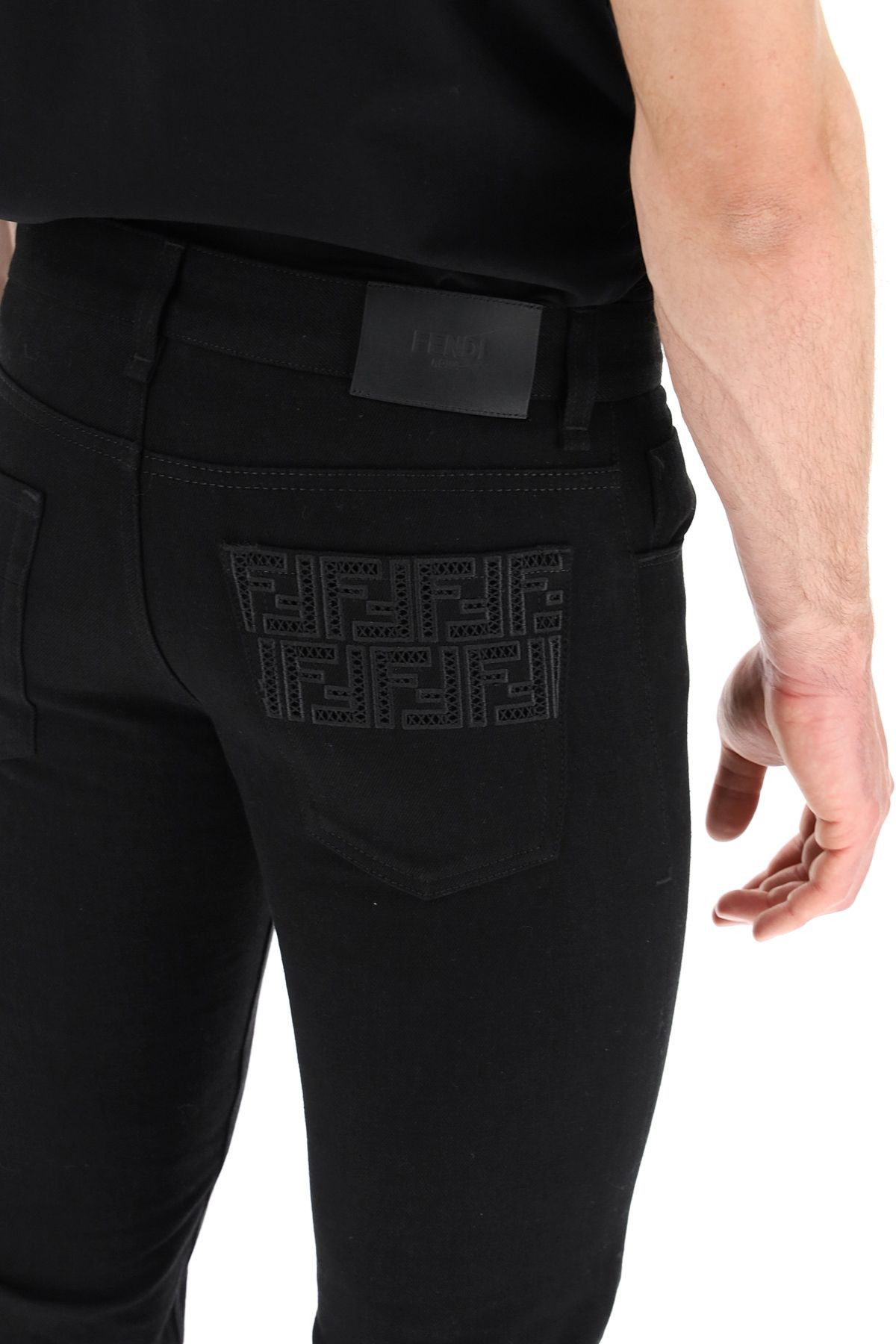 Fendi FENDI black 5 pocket Jour FF logo slim fit jeans - Size 31 Size US 31 - 6 Thumbnail