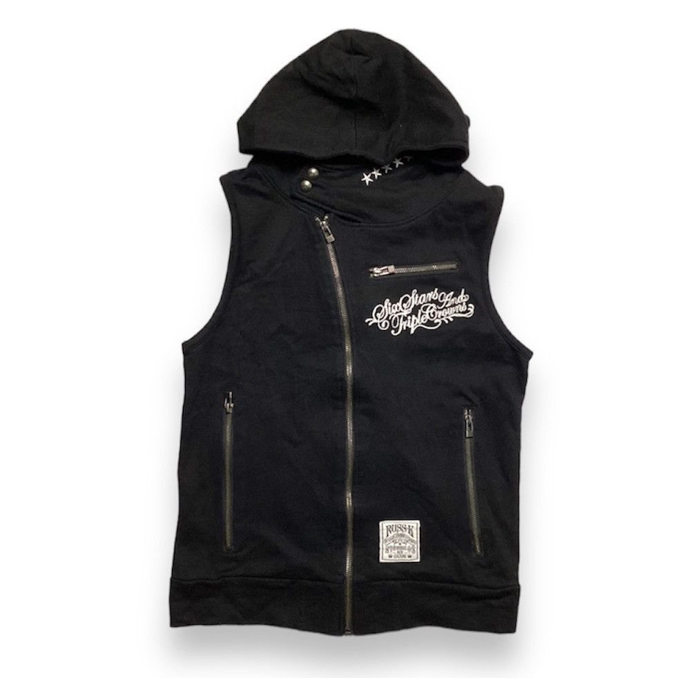 If Six Was Nine × Japanese Brand × Le Grande Bleu (L.G.B.) RUSS-K EMBROIDERED WORDING PUNK GOTHIC HOODIE VEST JACKET Size US M / EU 48-50 / 2 - 1 Thumbnail