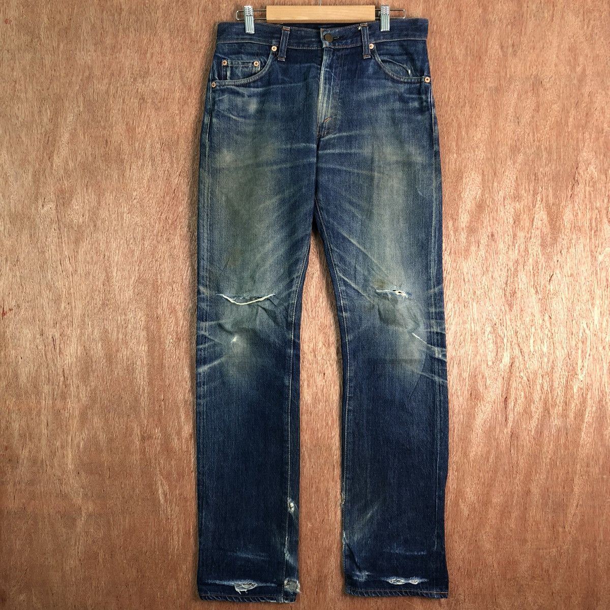 image of Big E Strauss Blue Distressed Denim Pants C133, Men's (Size 30)