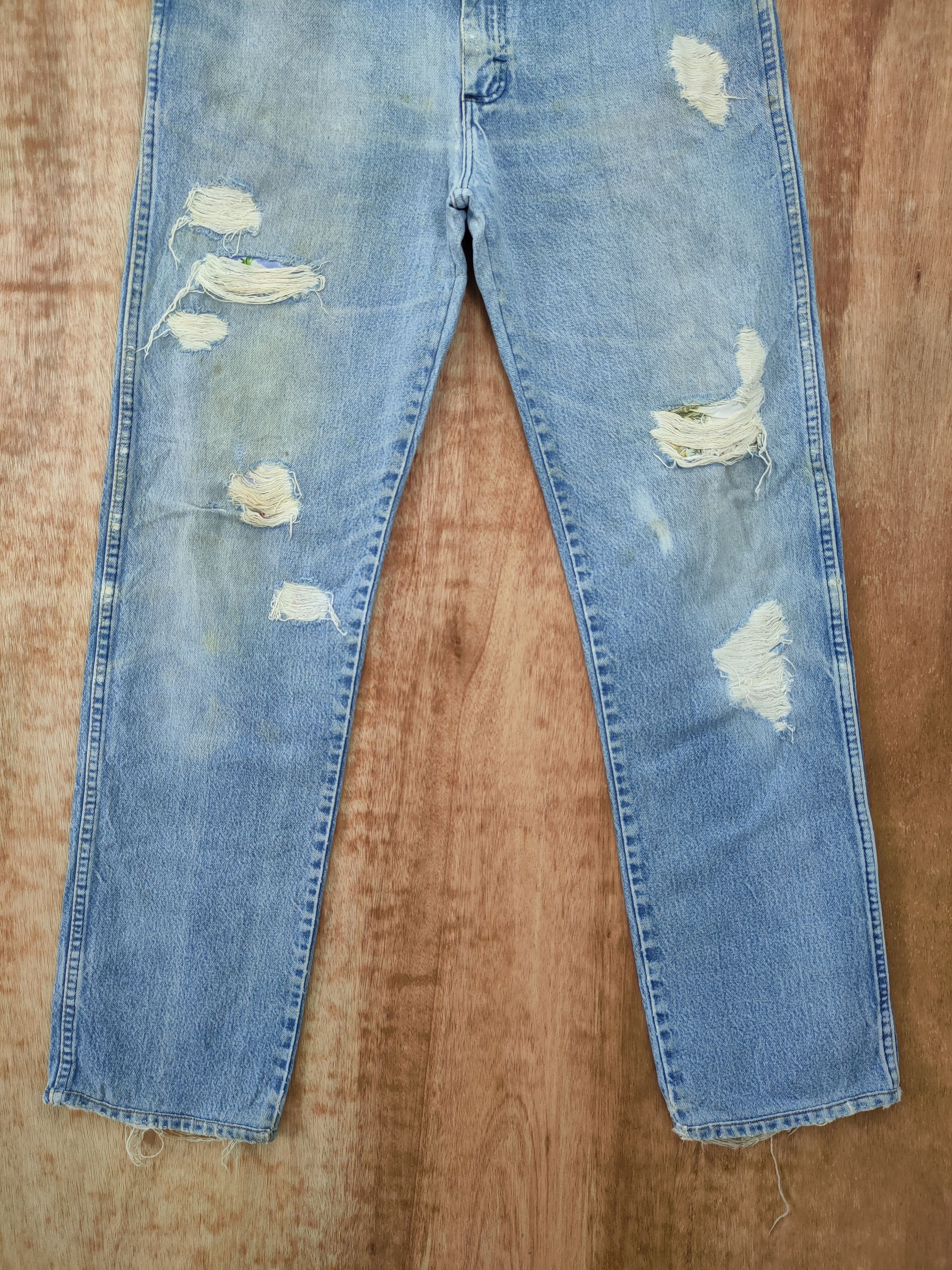 Vintage DLL wrangler distressed denim vintage blue pants #46-102 Size US 32 / EU 48 - 2 Thumbnail