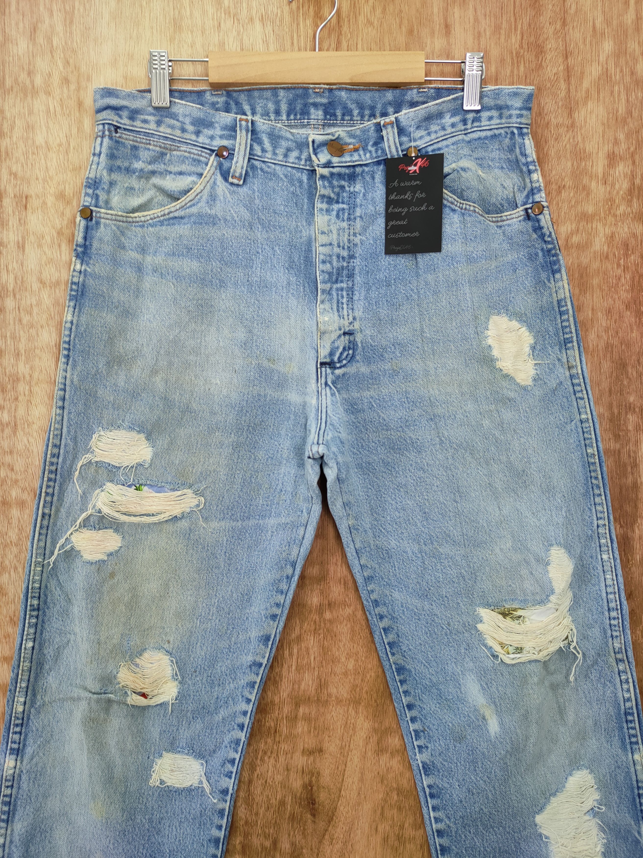 Vintage DLL wrangler distressed denim vintage blue pants #46-102 Size US 32 / EU 48 - 3 Thumbnail