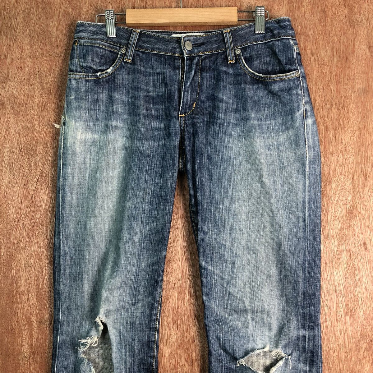 Paper Denim & Cloth DLL Paper Denim Distressed Blue Denim Jeans Pants #c256 Size US 27 - 2 Thumbnail
