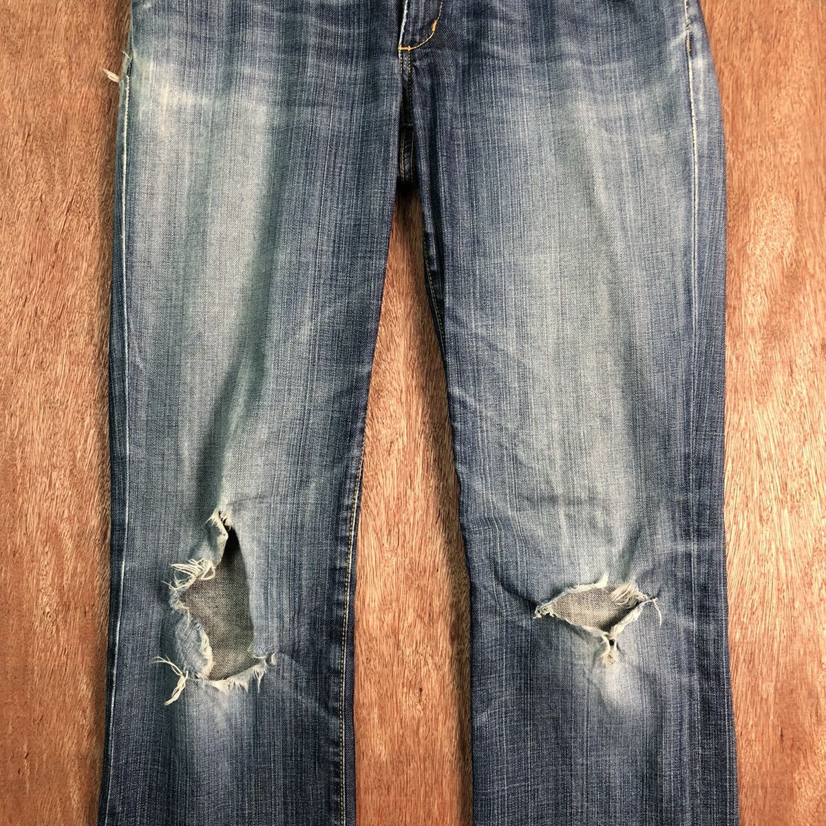 Paper Denim & Cloth DLL Paper Denim Distressed Blue Denim Jeans Pants #c256 Size US 27 - 4 Thumbnail