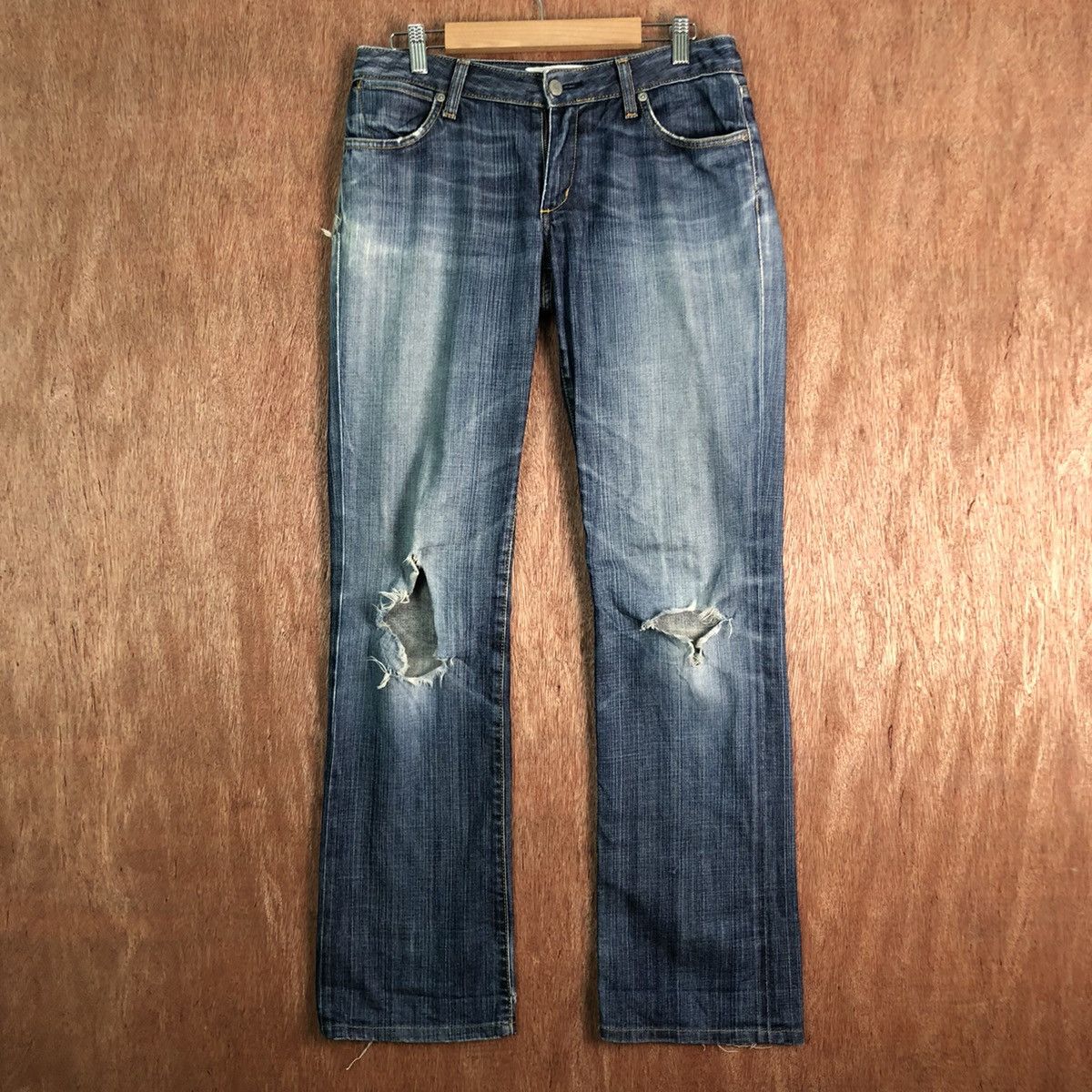 Paper Denim & Cloth DLL Paper Denim Distressed Blue Denim Jeans Pants #c256 Size US 27 - 1 Thumbnail