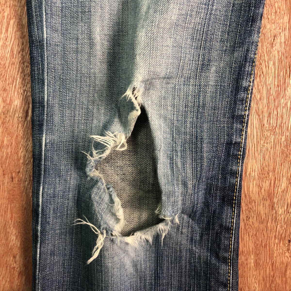 Paper Denim & Cloth DLL Paper Denim Distressed Blue Denim Jeans Pants #c256 Size US 27 - 5 Thumbnail