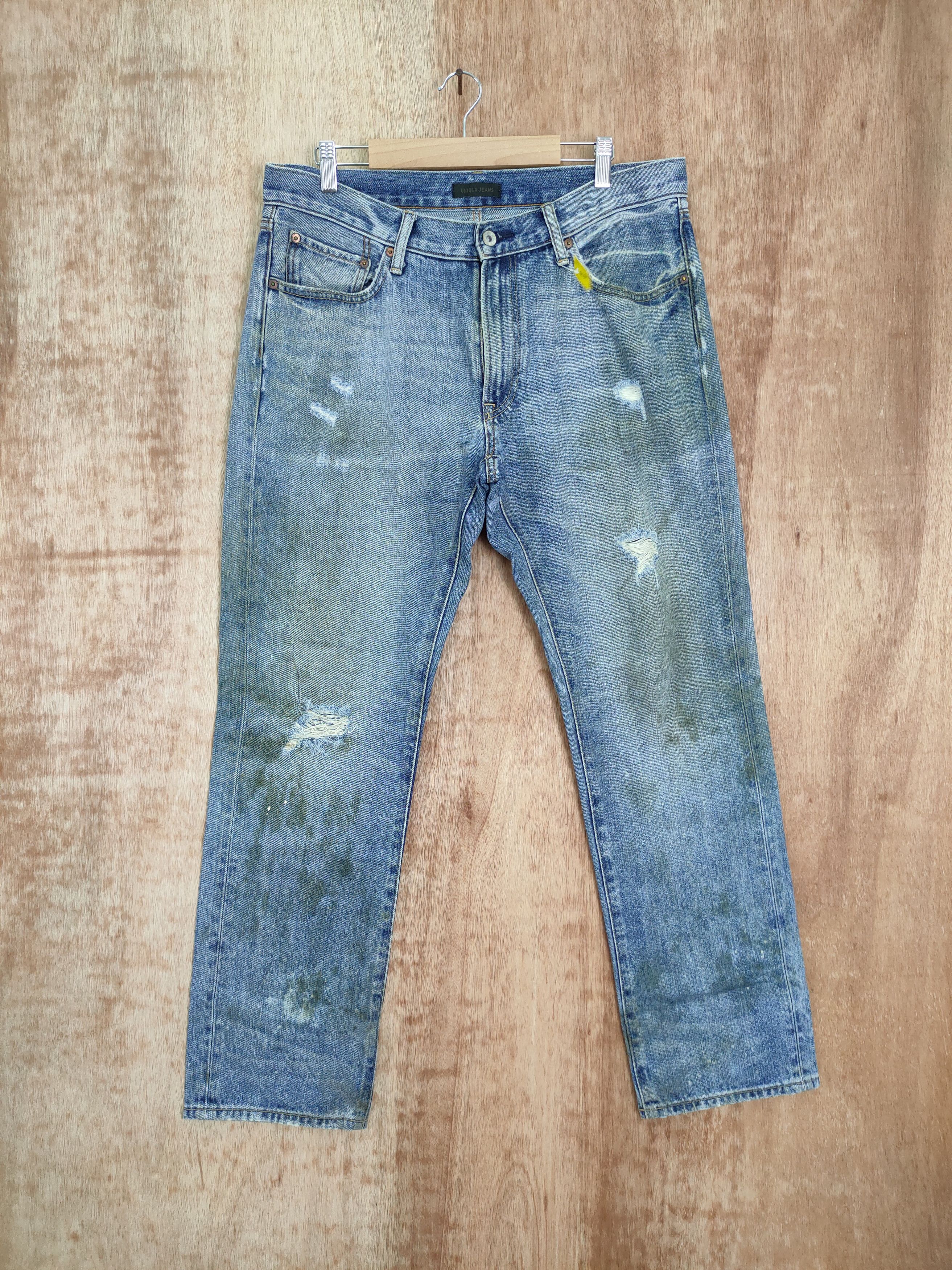 Japanese Brand uniqlo distressed denim dirty style vintage pants #4169 Size US 34 / EU 50 - 1 Thumbnail
