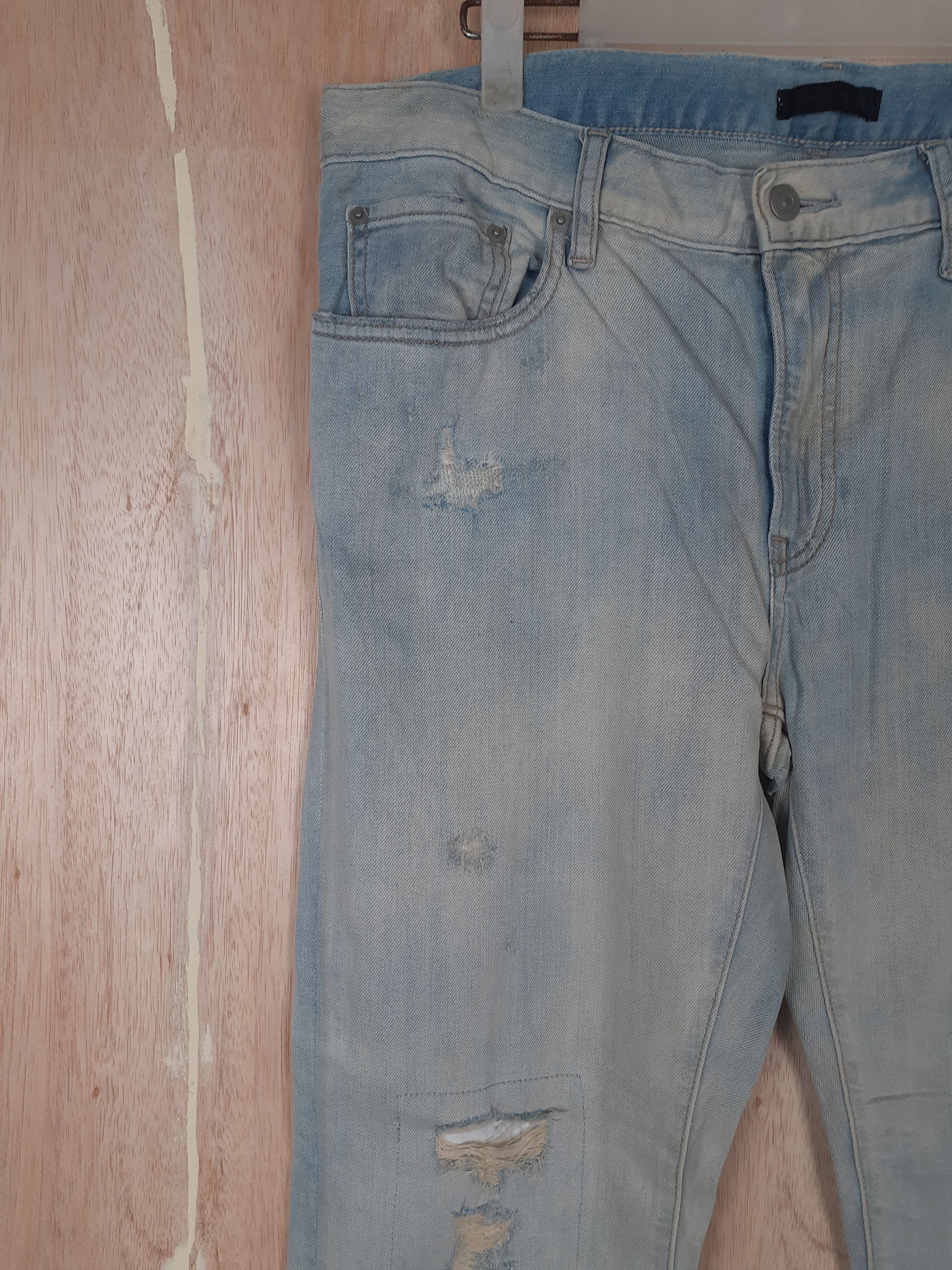 Japanese Brand Uniqlo Jeans blue faded distressed denim pants #3660 Size US 36 / EU 52 - 5 Thumbnail