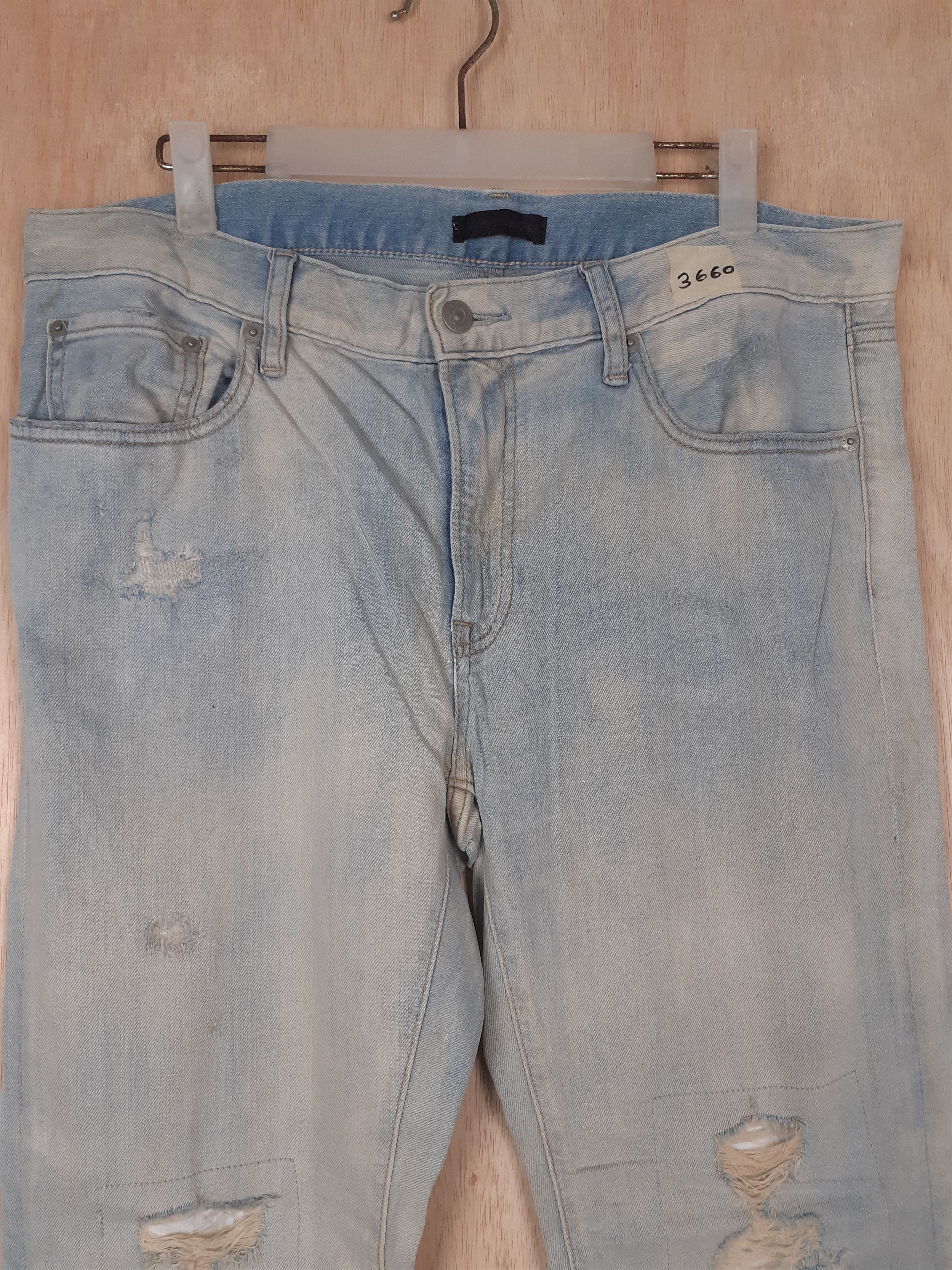 Japanese Brand Uniqlo Jeans blue faded distressed denim pants #3660 Size US 36 / EU 52 - 3 Thumbnail