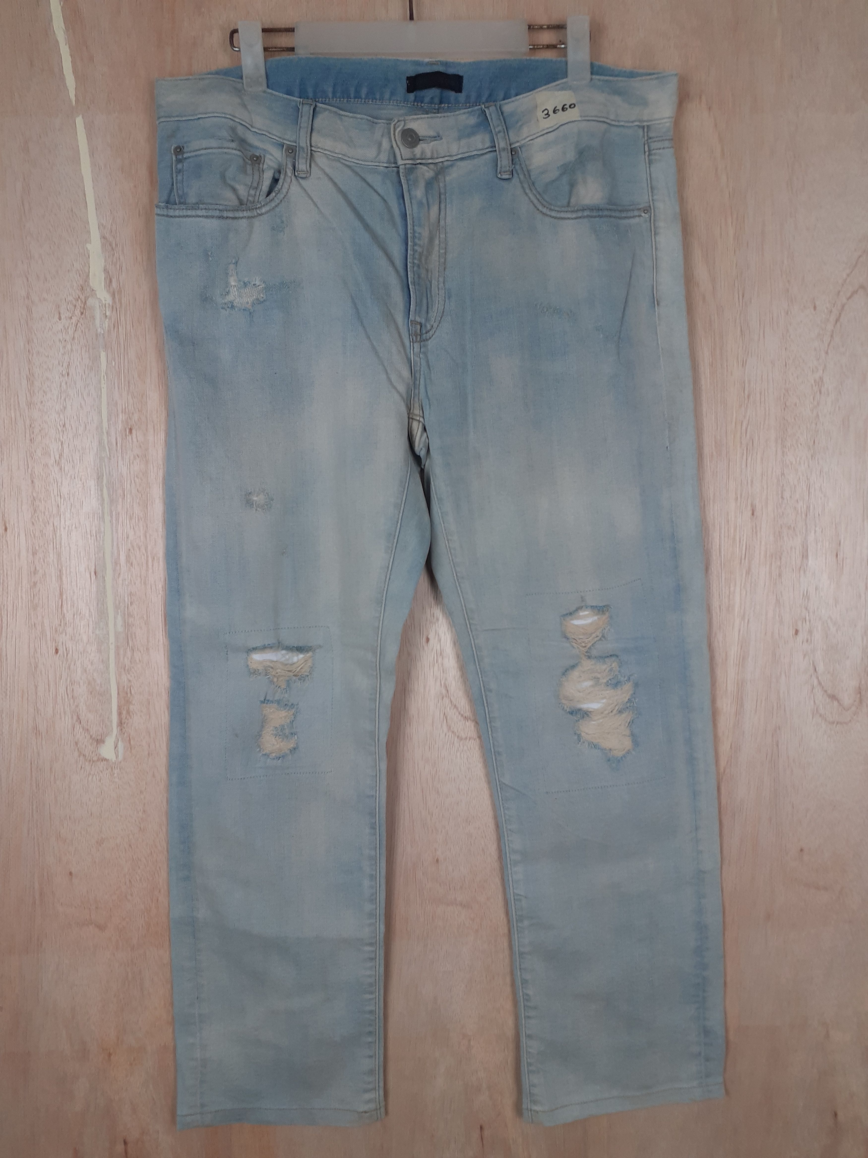 Japanese Brand Uniqlo Jeans blue faded distressed denim pants #3660 Size US 36 / EU 52 - 1 Thumbnail