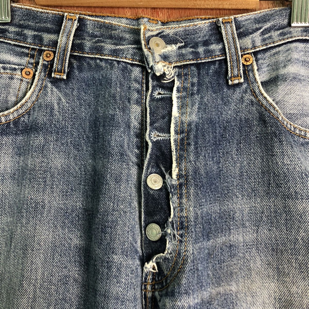 Japanese Brand DLL Japan Blue patch vintage ripped Denim jeans #c141 Size US 30 / EU 46 - 4 Thumbnail