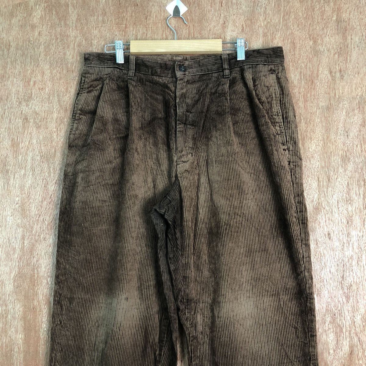 Uniqlo DLL Uniqlo Corduroy Brown Denim vintage Pants #c222 Size US 33 - 2 Thumbnail