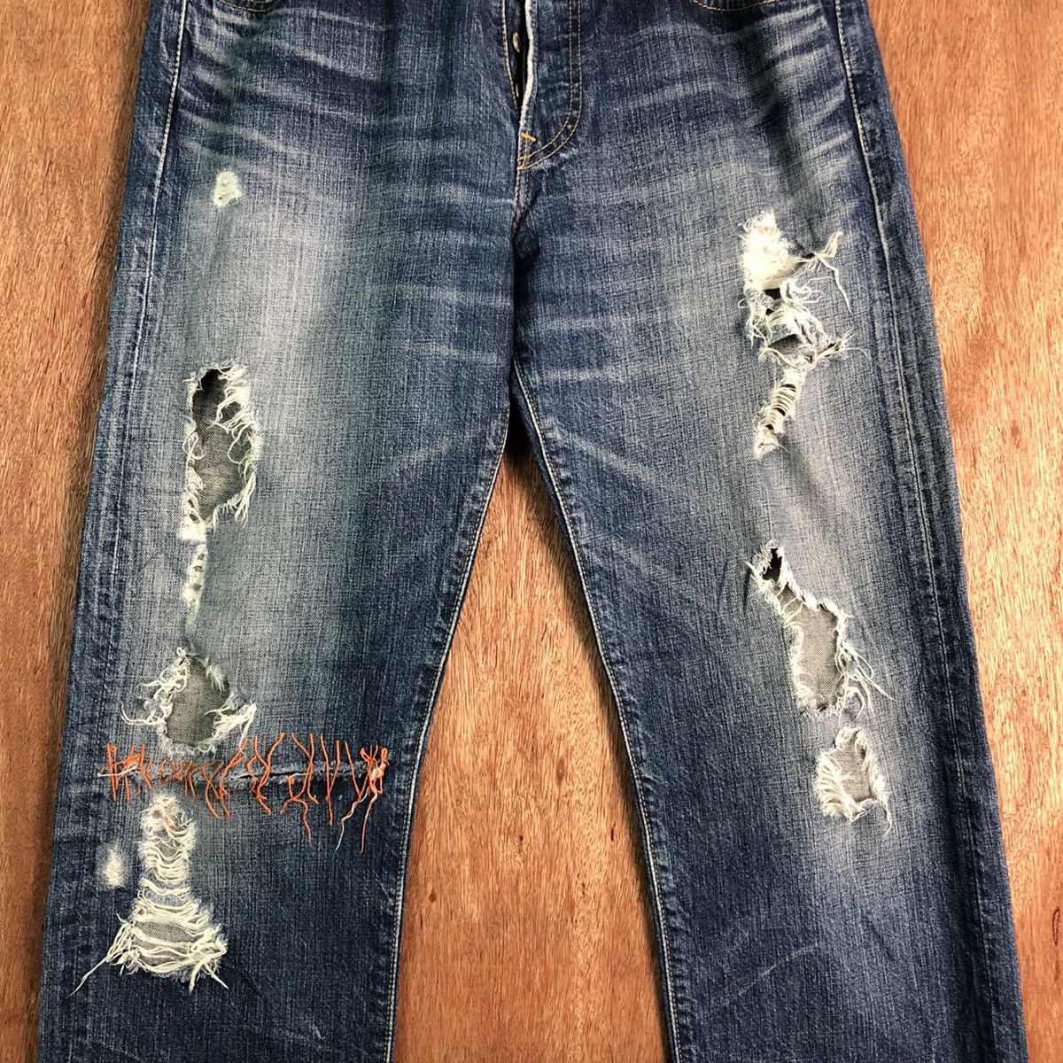 Levi's DLL 501 Levi's vintage Distressed Blue Denim Pants #c144 Size US 31 - 4 Thumbnail