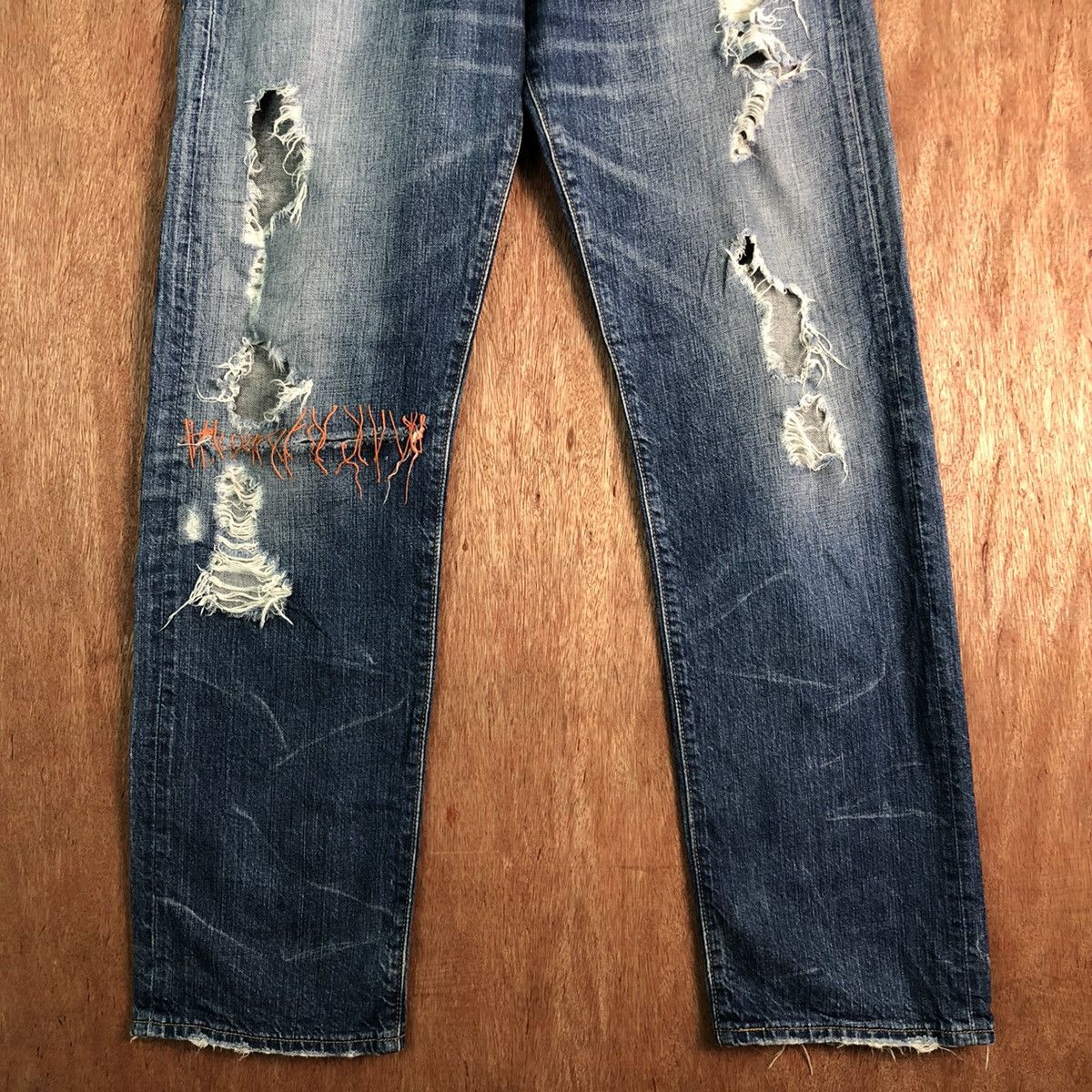 Levi's DLL 501 Levi's vintage Distressed Blue Denim Pants #c144 Size US 31 - 3 Thumbnail
