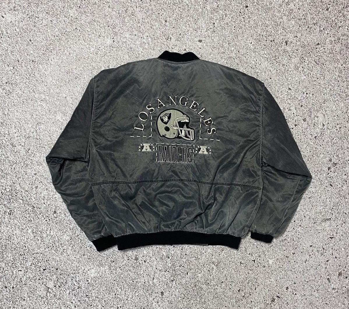 NFL × Vintage 1991 Faded RAIDERS NFL Los Angeles Embroidered Logo Bomber Size US XL / EU 56 / 4 - 1 Thumbnail