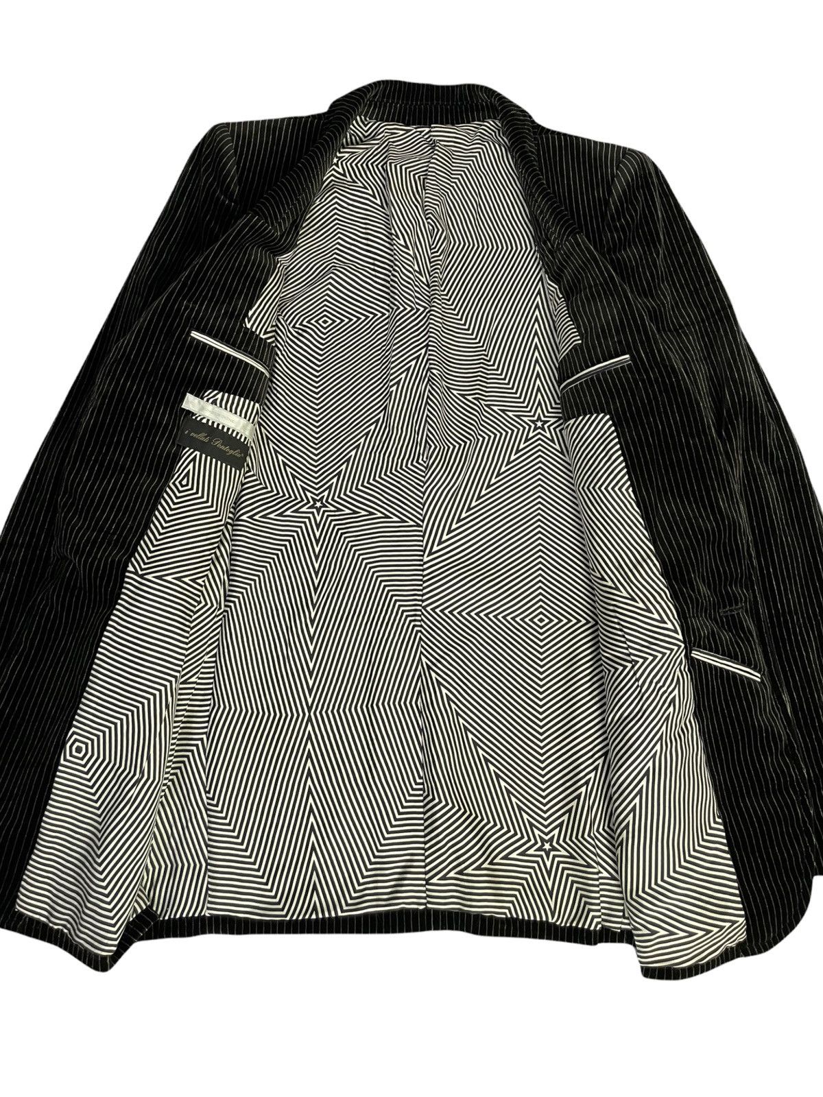 Japanese Brand × Number (N)ine Number (N)ine OG Pinstripe Black Velvet Silk Lining Blazer 3 Size 38L - 3 Thumbnail