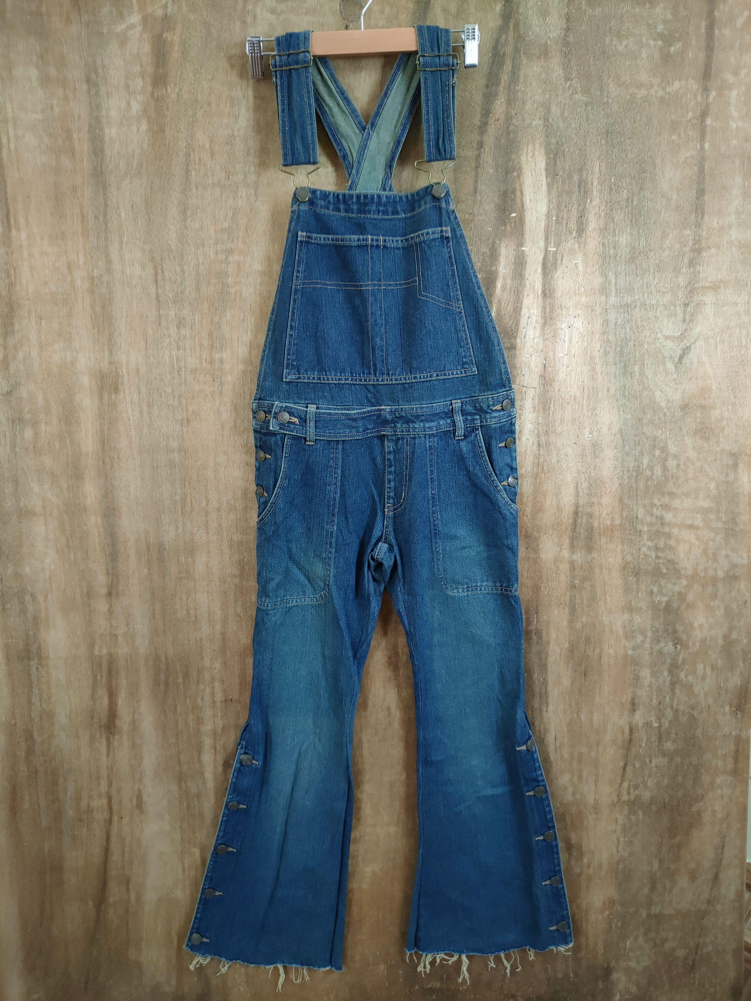 image of Overalls Fazbee Blue Japan Overall Denim Bootcut Style Pants 1086, Men's (Size 30)