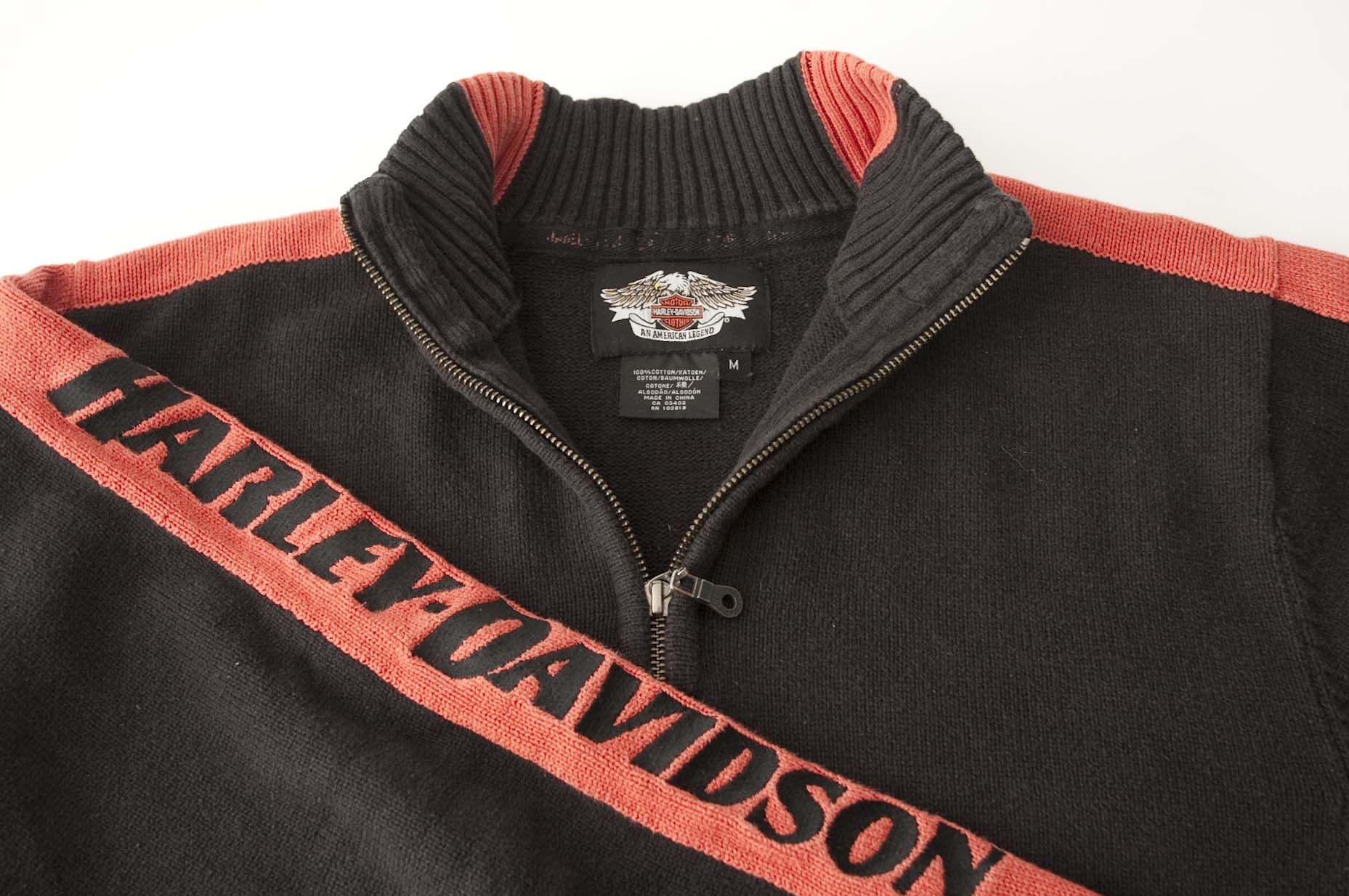 Harley Davidson * Harley Davidson Sweater Cotton 1/4 Zip Embroidered Size US M / EU 48-50 / 2 - 2 Thumbnail
