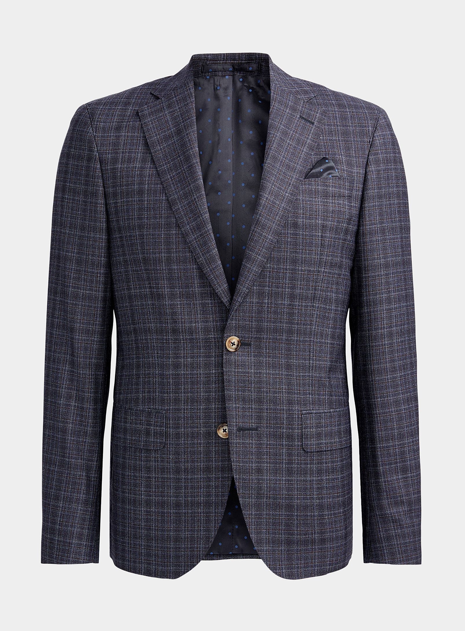 image of Aw20 Sand Copenhagen Star Napoli Check Jacket 50 in Navy, Men's (Size Medium)