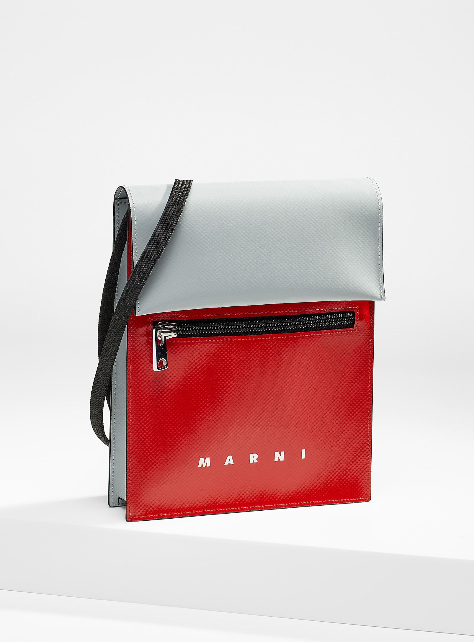 image of Ss21 Marni Shoulder Bag in Gray/Red, Men's