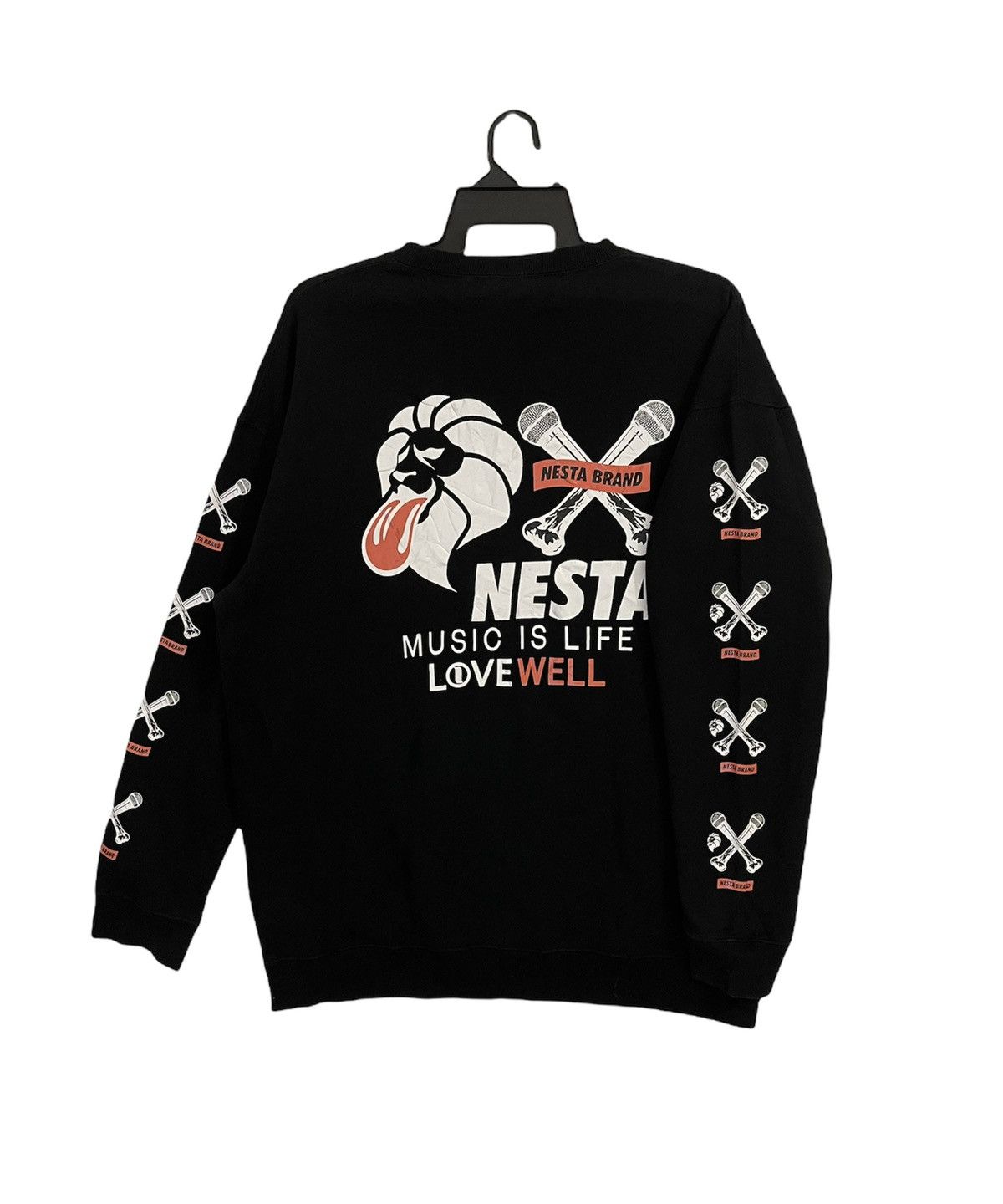 image of Nesta Brand Sweatshirt Big Spellout Logo in Black, Men's (Size 2XL)