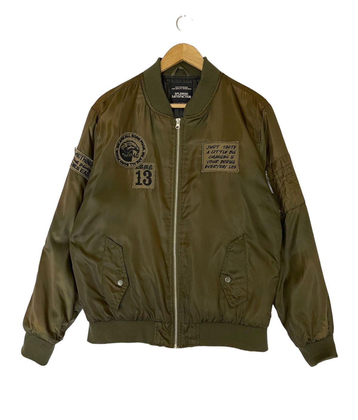 image of Vintage Bomber Jacket Splendid Satisfaction Jacket in Green, Men's (Size Large)