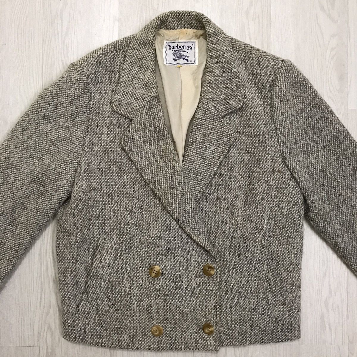 Burberry × Vintage 💥RARE💥 Vintage Burberry Herringbone Wool Classic Jacket Size US S / EU 44-46 / 1 - 3 Thumbnail