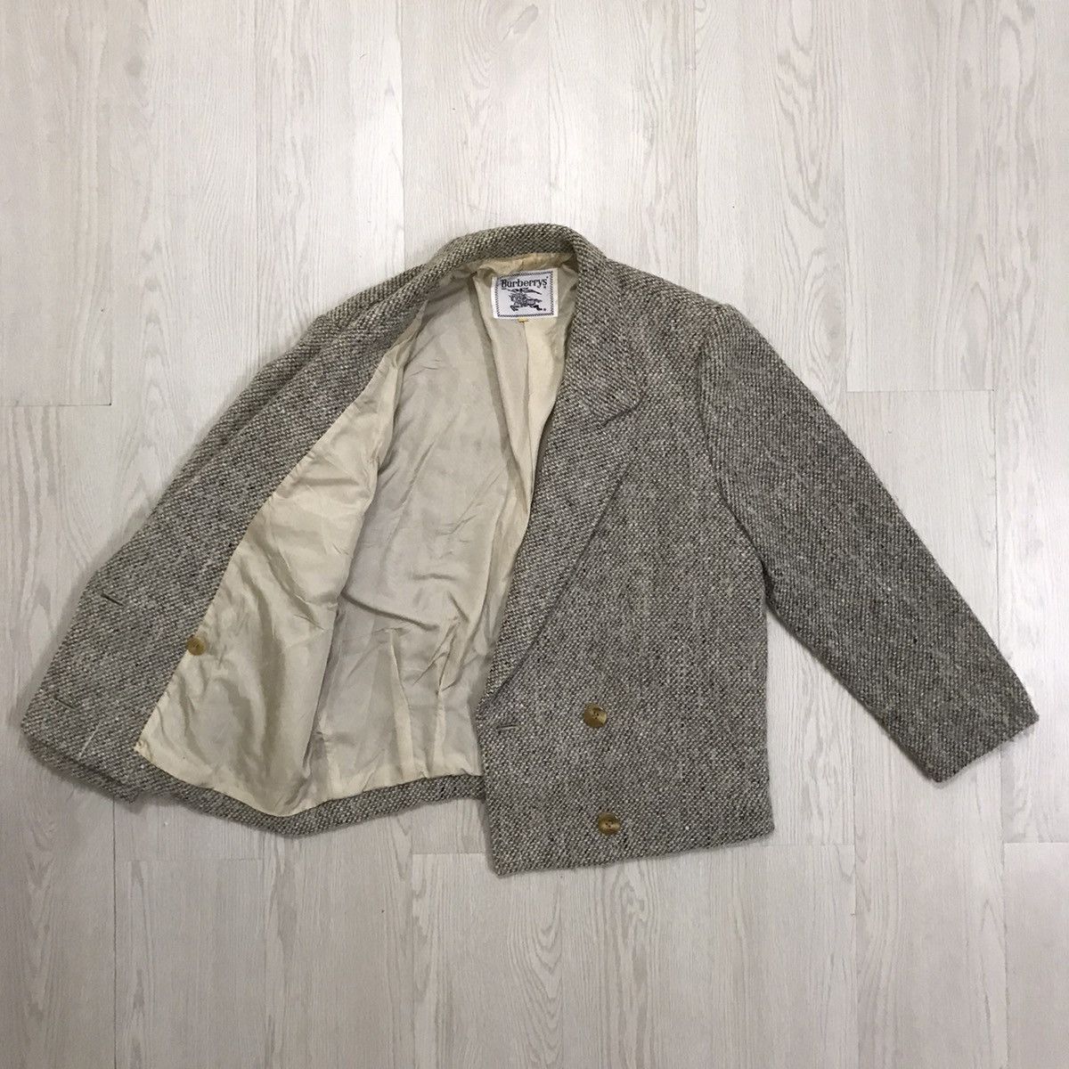 Burberry × Vintage 💥RARE💥 Vintage Burberry Herringbone Wool Classic Jacket Size US S / EU 44-46 / 1 - 2 Thumbnail