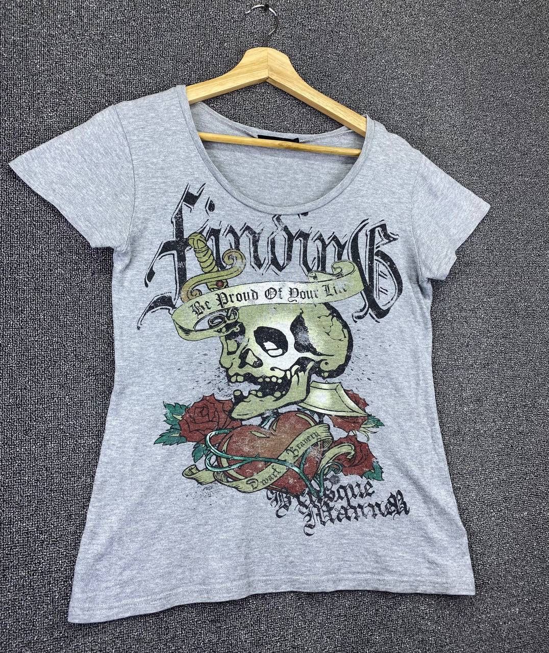 Japanese Brand Vintage Punk Skulls Ed Hardy Gothic Punk Style Tee T Shirts Size L / US 10 / IT 46 - 2 Thumbnail