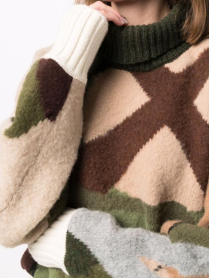 Kaws BNWT AW21 SACAI x KAWS CAMO KNIT SWEATER 3 Size L / US 10 / IT 46 - 12 Thumbnail