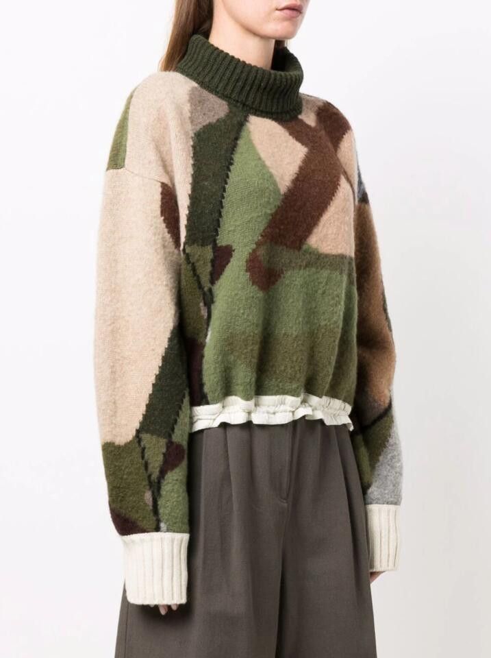 Kaws BNWT AW21 SACAI x KAWS CAMO KNIT SWEATER 3 Size L / US 10 / IT 46 - 1 Thumbnail