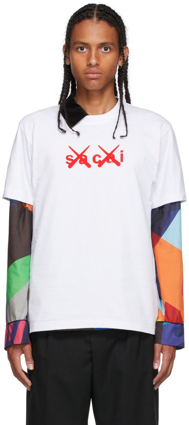 Kaws BNWT AW21 SACAI x KAWS FLOCKED LOGO PRINT TSHIRT WHITE 1 Size US S / EU 44-46 / 1 - 1 Thumbnail