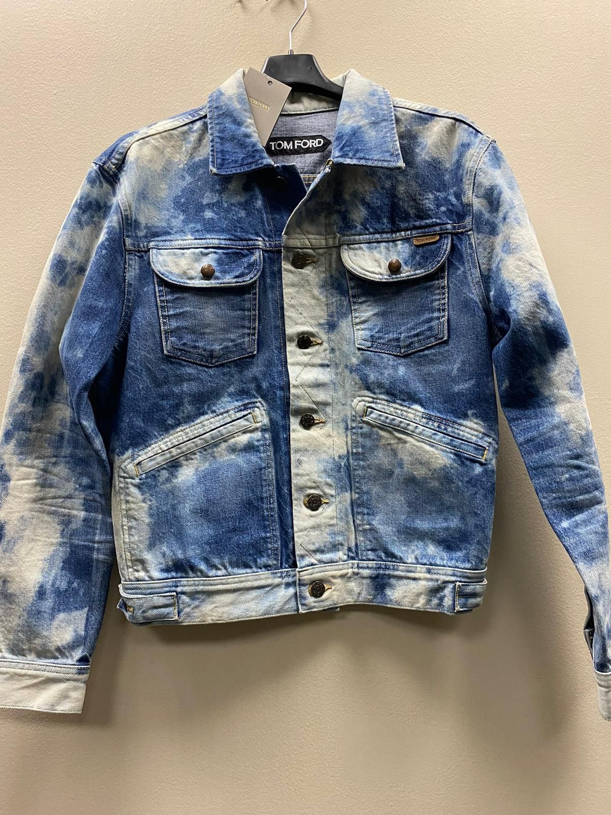 Tom Ford o1rshd1 Liquid Bleach Classic Denim Jacket in Blue / White Size US M / EU 48-50 / 2 - 2 Thumbnail