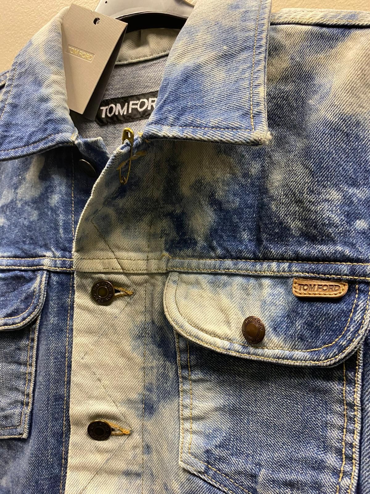 Tom Ford o1rshd1 Liquid Bleach Classic Denim Jacket in Blue / White Size US M / EU 48-50 / 2 - 13 Thumbnail