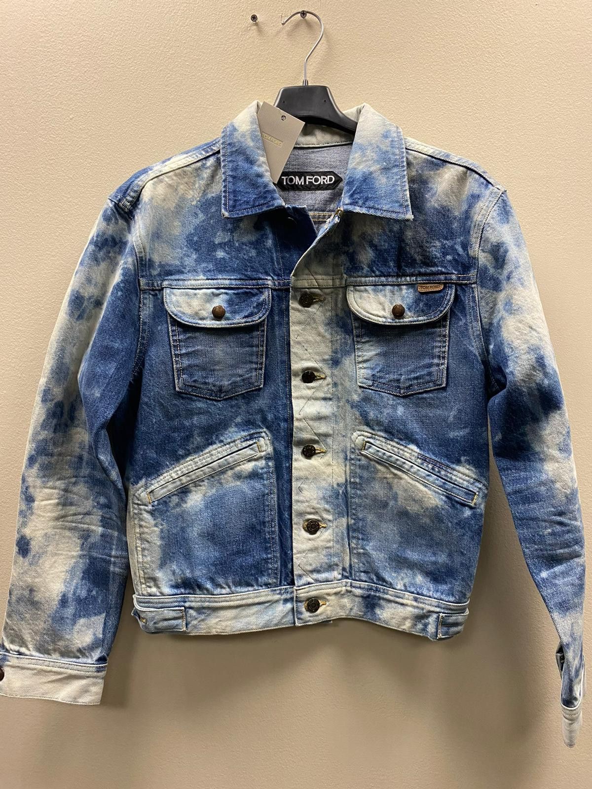 Tom Ford o1rshd1 Liquid Bleach Classic Denim Jacket in Blue / White Size US M / EU 48-50 / 2 - 6 Thumbnail