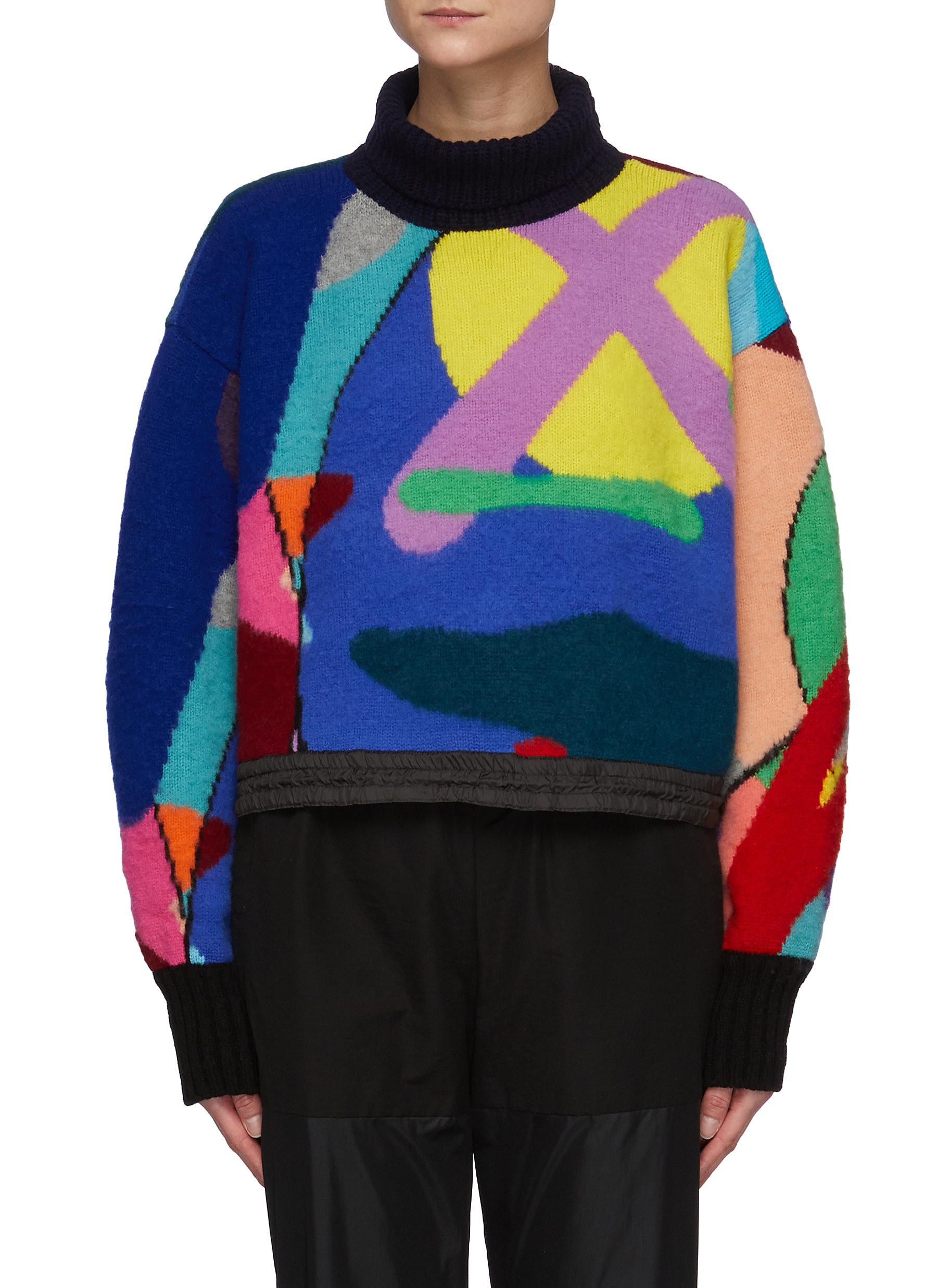 Pre-owned Kaws X Sacai Aw21 Sacai X Kaws Jacquard Sweater 3 In Multicolor