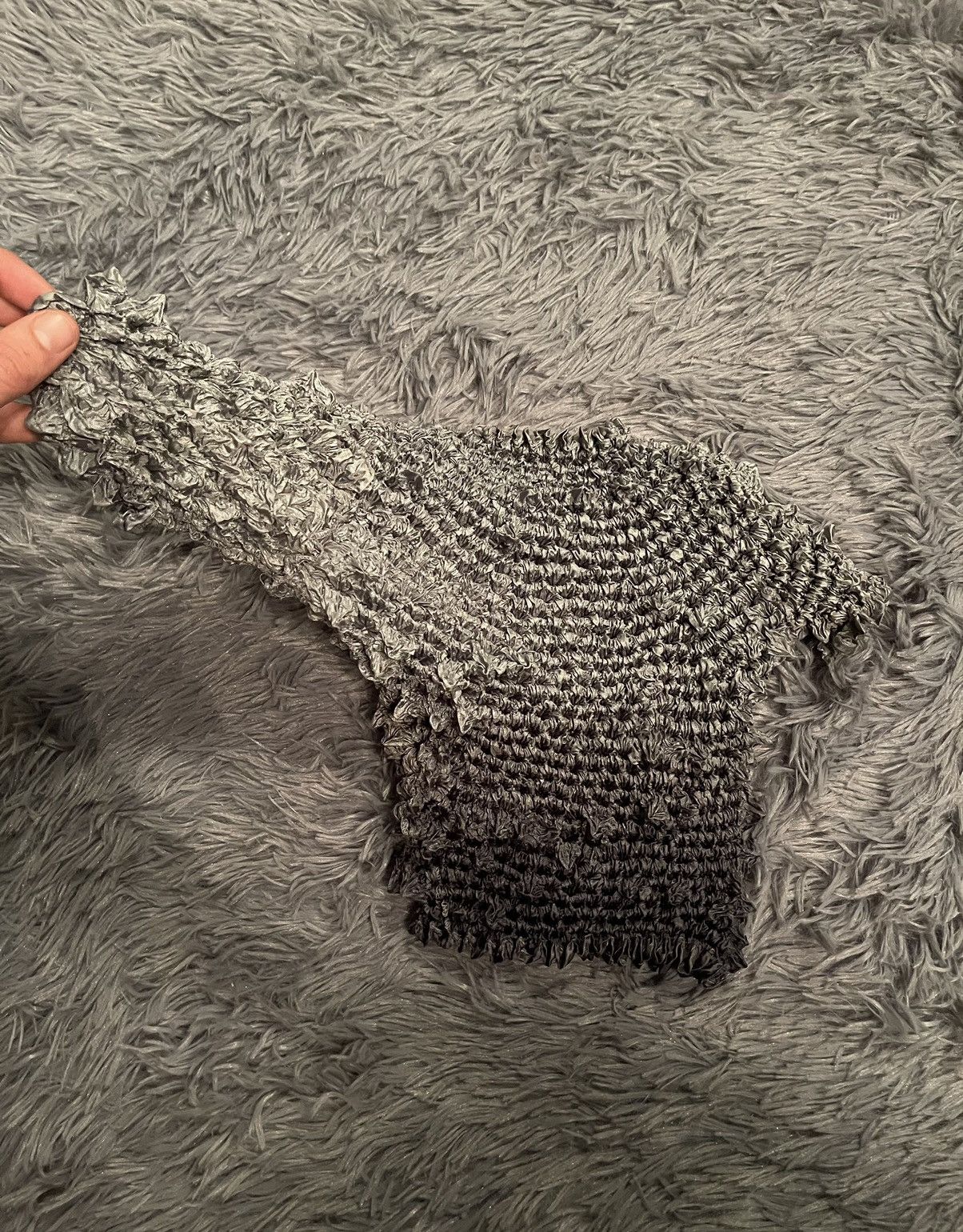 Japanese Brand × Vintage Avant garde Y2K vtg metallic texture Japanese style t-shirt Size ONE SIZE - 4 Thumbnail