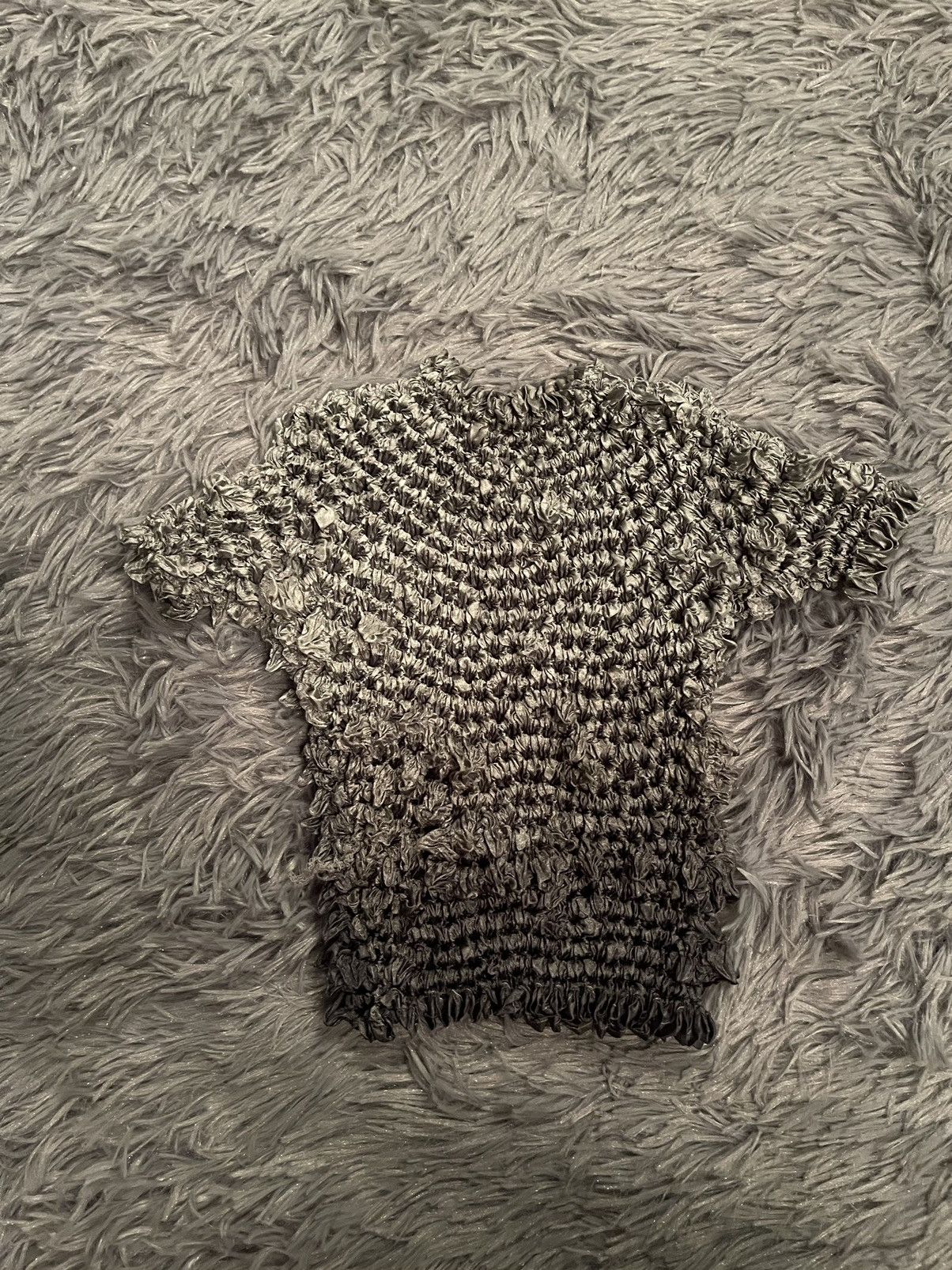 Japanese Brand × Vintage Avant garde Y2K vtg metallic texture Japanese style t-shirt Size ONE SIZE - 6 Thumbnail