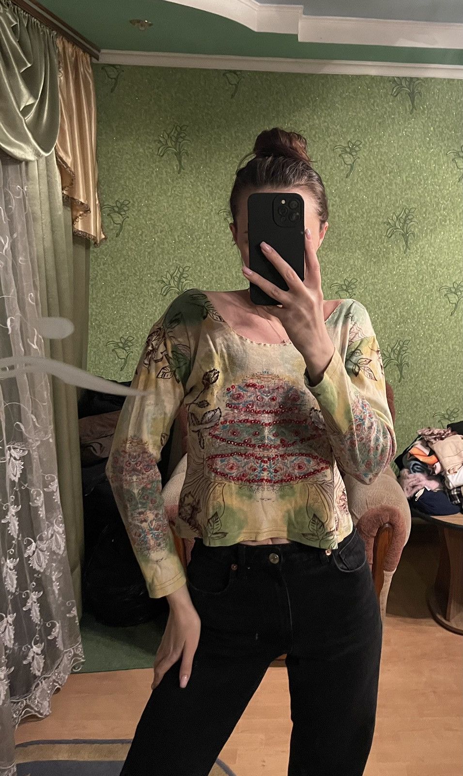 Vintage Vintage 90s JPG style printed shining longsleeve Size M / US 6-8 / IT 42-44 - 2 Thumbnail