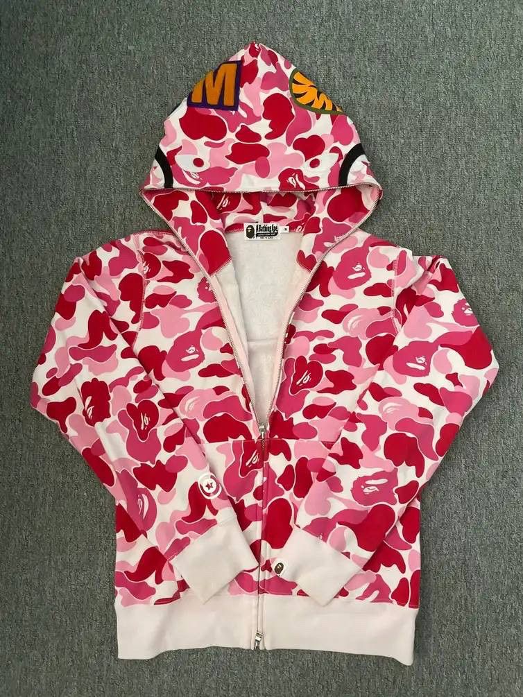 Bape pink shark hoodie hotsell