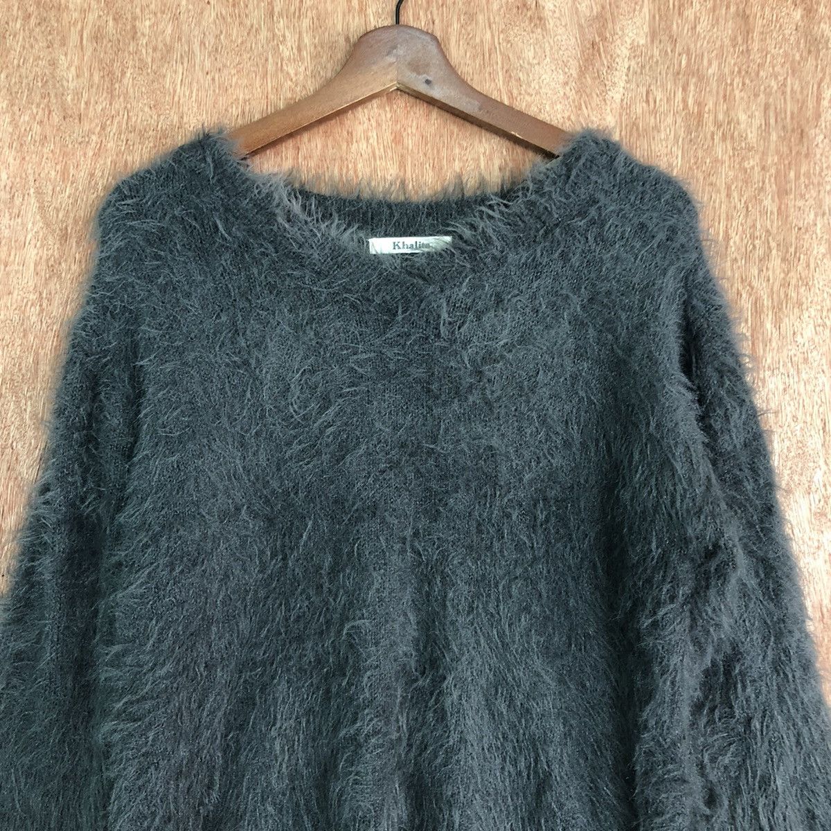 Homespun Knitwear DL Khalita Dark Grey Mohair Shag Shaggy knitwear #c391 Size US M / EU 48-50 / 2 - 2 Thumbnail