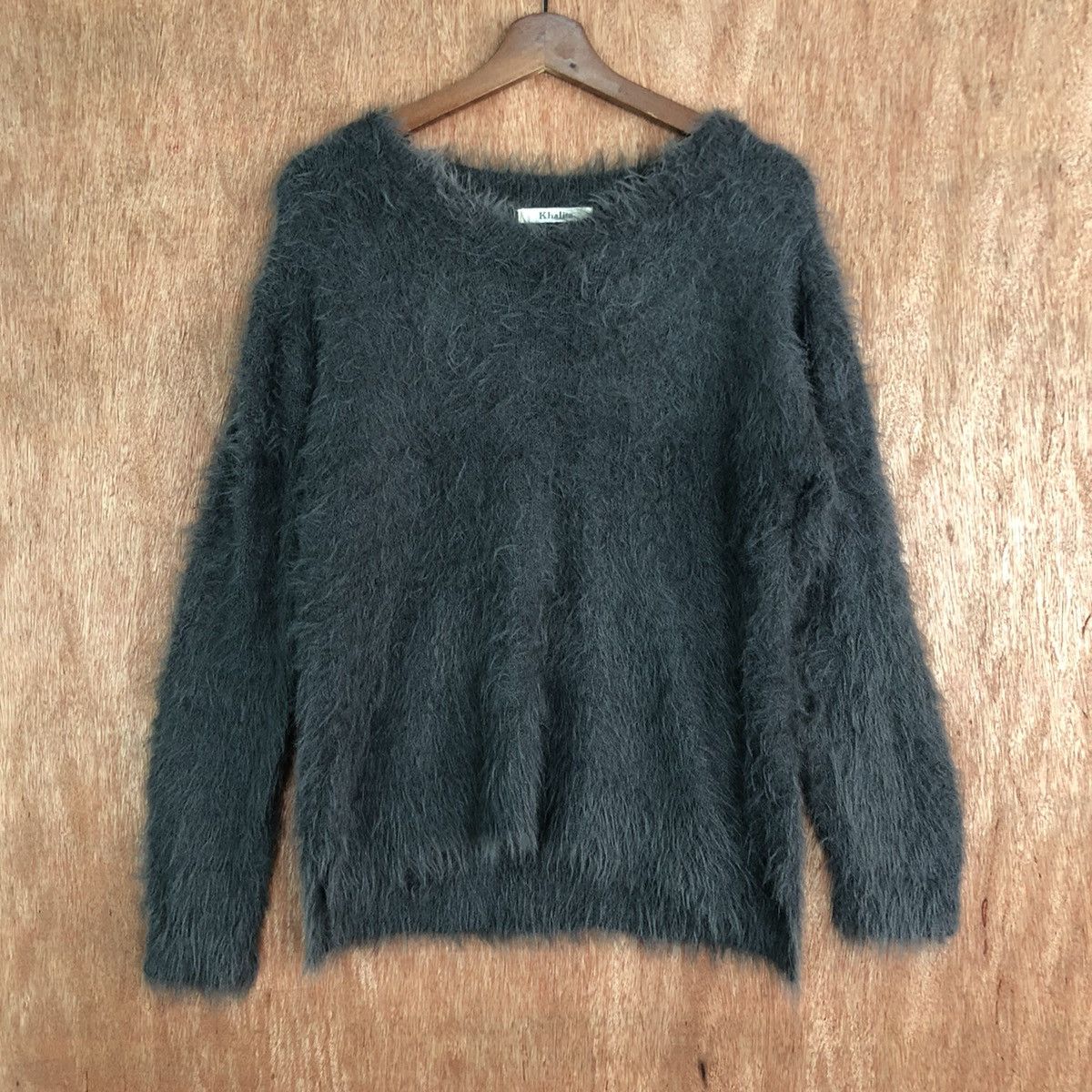 Homespun Knitwear DL Khalita Dark Grey Mohair Shag Shaggy knitwear #c391 Size US M / EU 48-50 / 2 - 1 Thumbnail