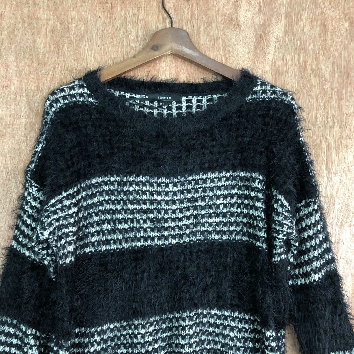Homespun Knitwear DLL Forever Stripe Black Mohair Shag Shaggy Knitwear #c397 Size US S / EU 44-46 / 1 - 2 Thumbnail