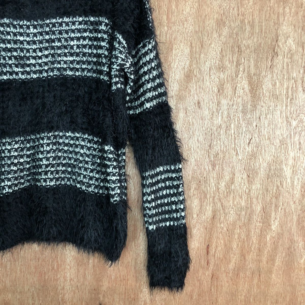 Homespun Knitwear DLL Forever Stripe Black Mohair Shag Shaggy Knitwear #c397 Size US S / EU 44-46 / 1 - 5 Thumbnail