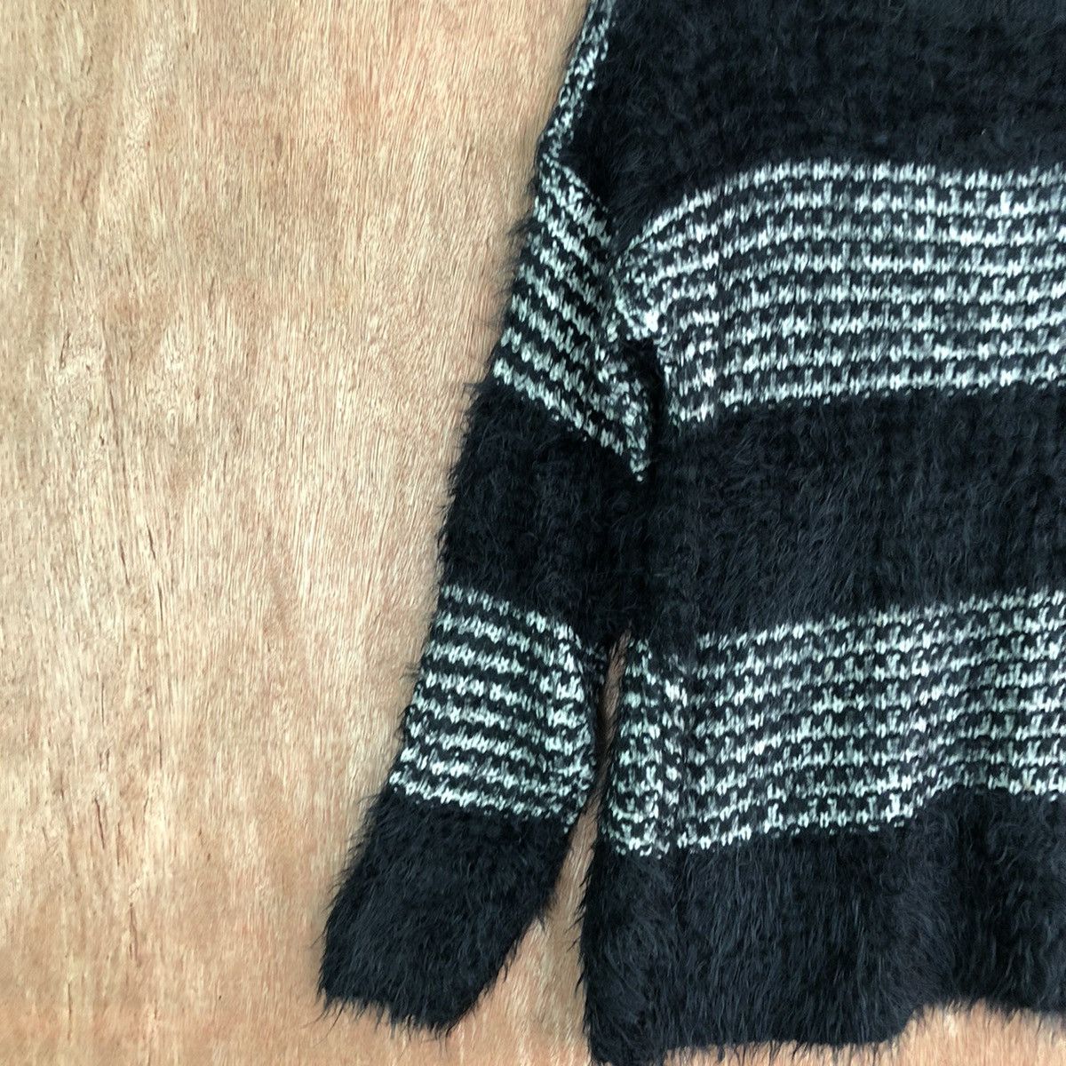 Homespun Knitwear DLL Forever Stripe Black Mohair Shag Shaggy Knitwear #c397 Size US S / EU 44-46 / 1 - 7 Thumbnail