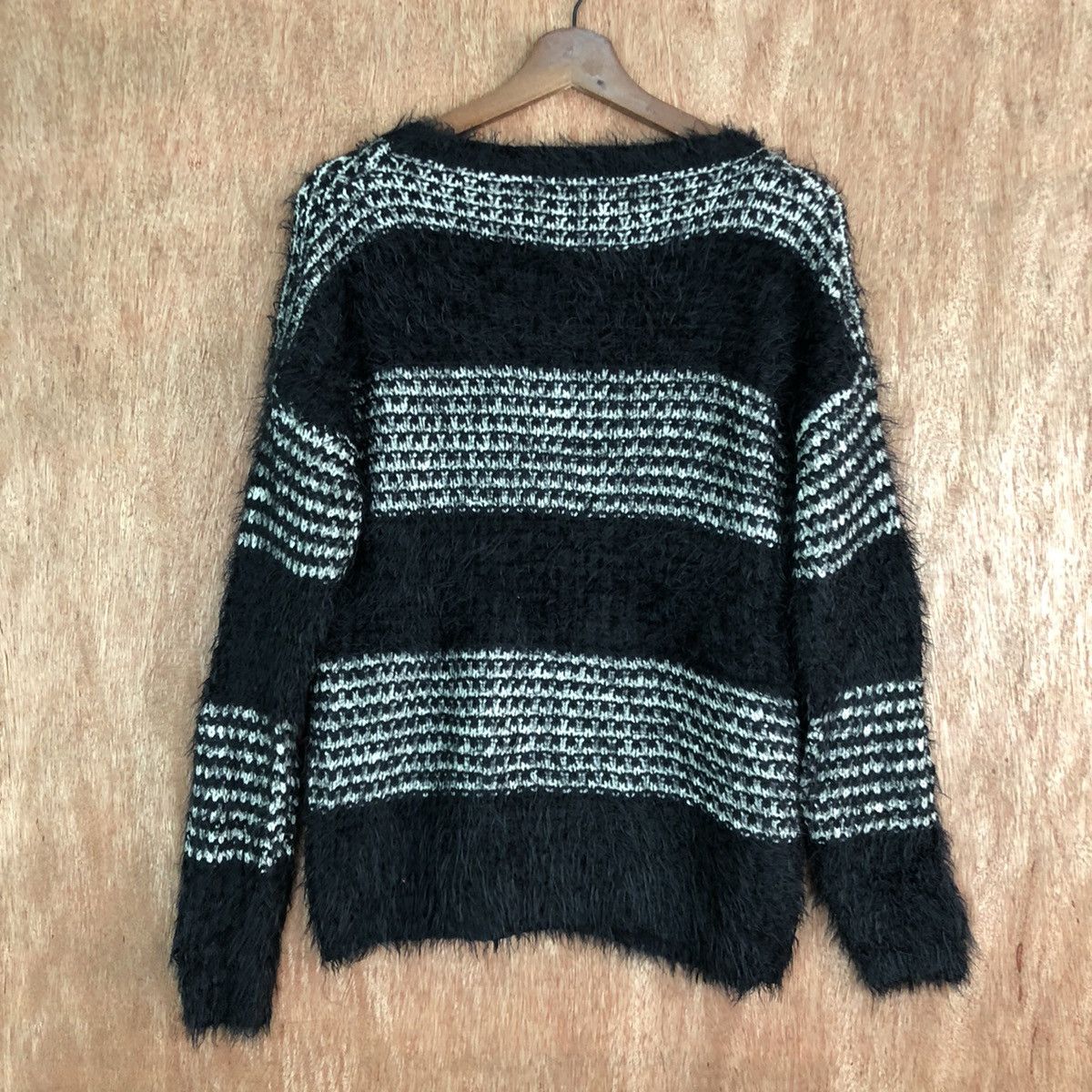 Homespun Knitwear DLL Forever Stripe Black Mohair Shag Shaggy Knitwear #c397 Size US S / EU 44-46 / 1 - 10 Thumbnail