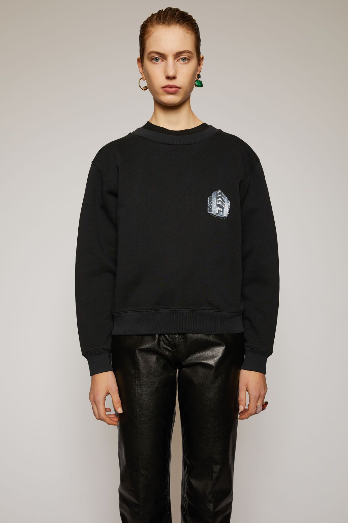 image of Ss20 Acne Studios Headquarter Print Sweatshirt S in Black, Men's (Size Small)