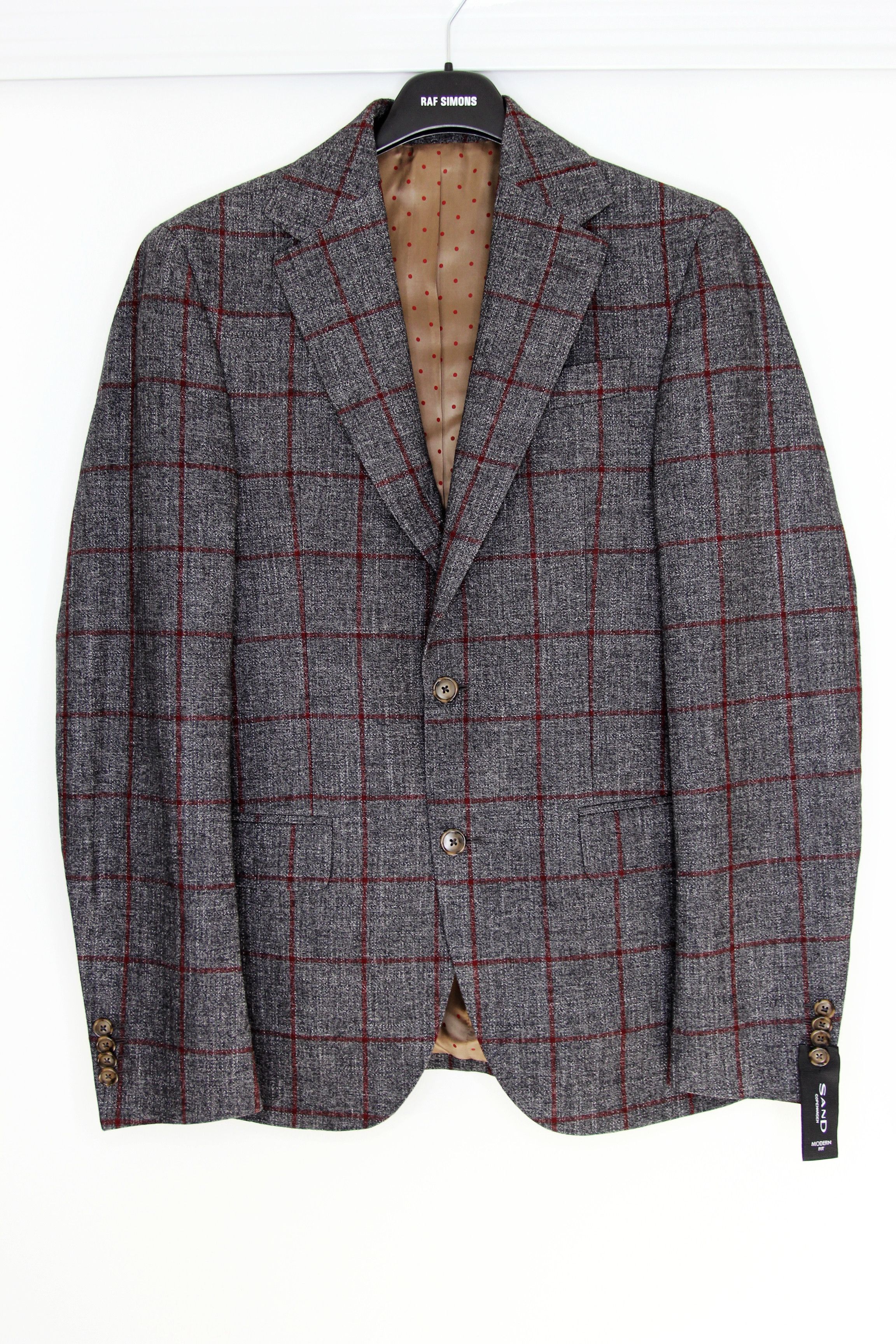 image of Aw20 Sand Copenhagen Star Napoli Check Jacket 48, Men's (Size Medium)