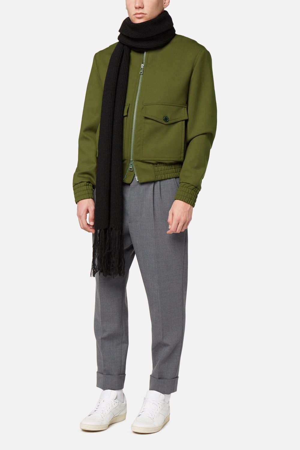 image of Aw17 Ami Khaki Zipped Jacket L in Olive, Men's (Size Large)